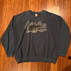 Vintage Wolf Graphic Crewneck Sweatshirt 2XL Timber Wilderness Nature